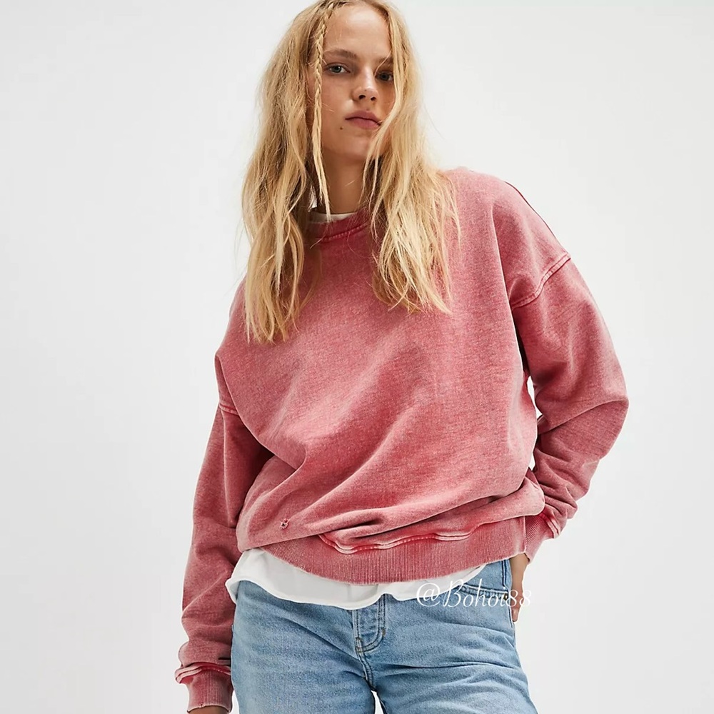NEW Free People Falling Forward Snow Washed Destroyed Crew